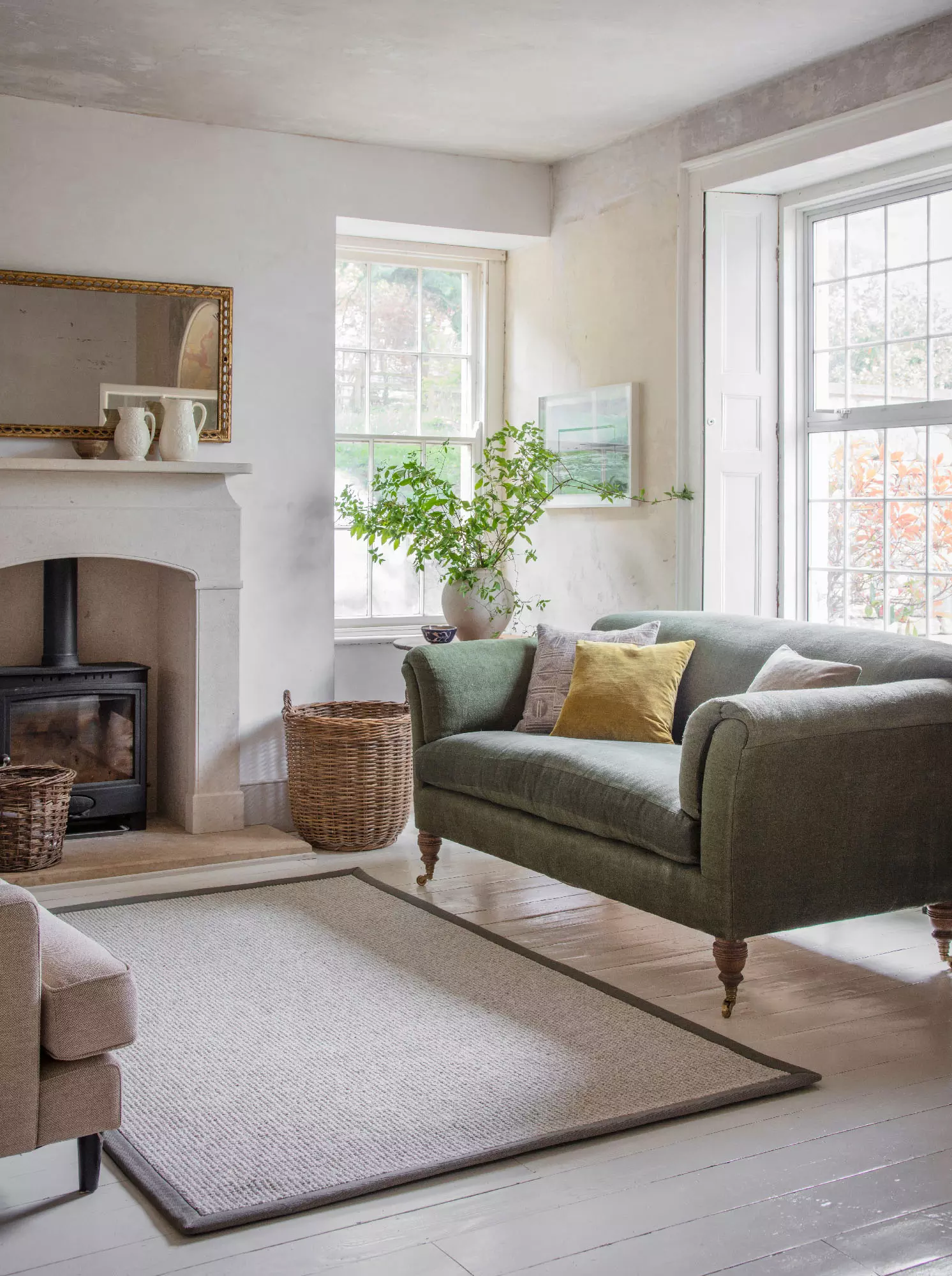 lifestyle cmr everyday favourite alfie 1804 Wool Pebble Birdling single 1068 Cotton Herringbone Sage