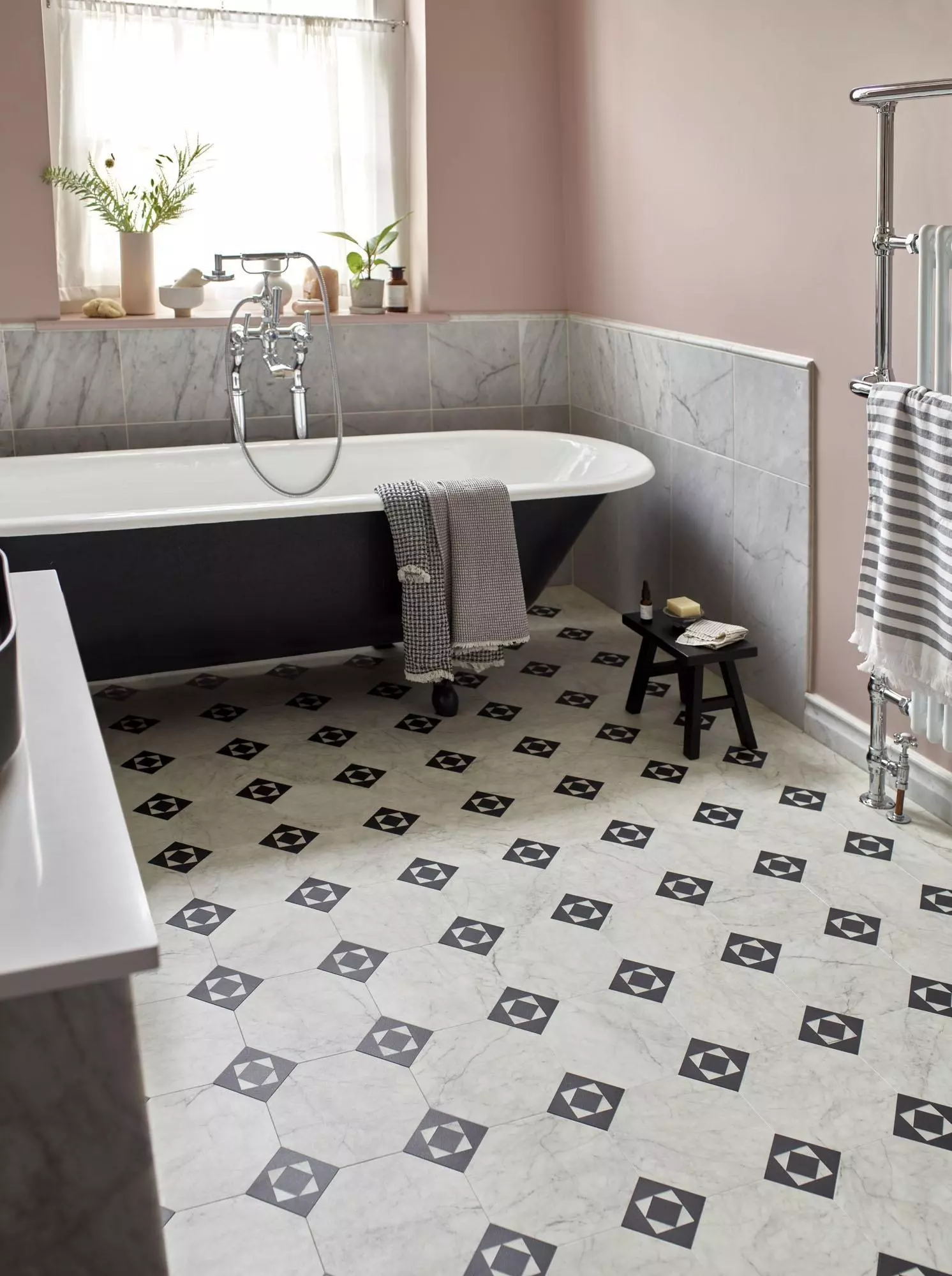 Amtico DC477 OctagonKey Rayne OnyxMarble GraphiteSlate