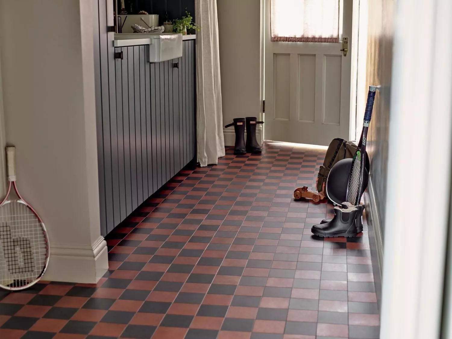 Amtico DC500 Chequer Queenside GraphiteSlate EncausticJasper